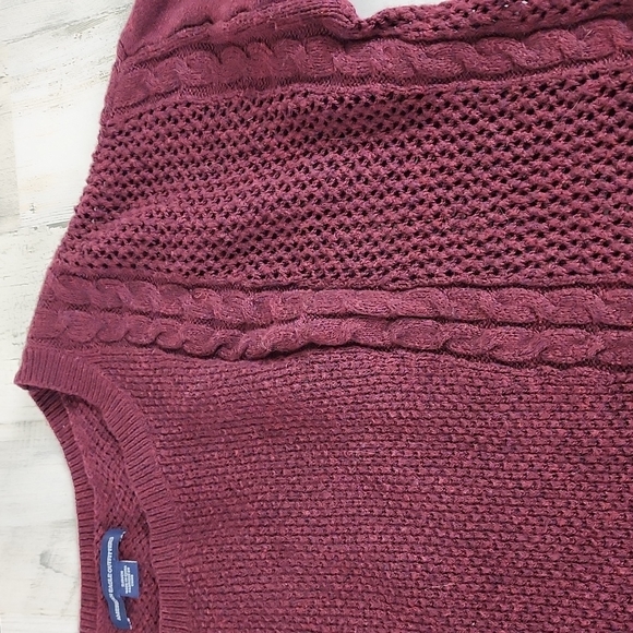 American Eagle Outfitters burgany multi weave cable knit sweater Size Small - Picture 3 of 6
